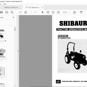 Shibaura ST330 ST333 Tractor Manual Set Assembly Manual+ Operators Manual + Parts Manual + Shop Manual - PDF DOWNLOAD