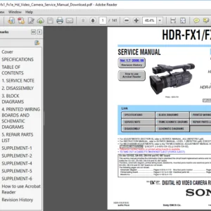 Sony Hdr fx1 Fx1e Hd Video Camera Service Manual - PDF Download