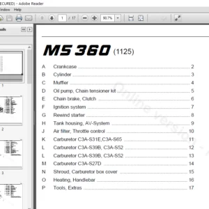 Stihl Ms360 Service Manual Illustrated Parts Manual list Ipl - PDF DOWNLOAD