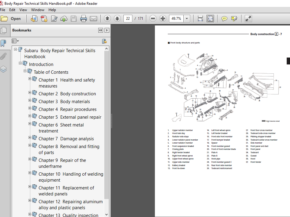 Subaru Body Technical Skills Handbook Service Repair Manual - PDF