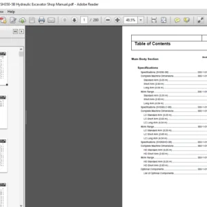Sumitomo SH330-5B, SH350-5B Hydraulic Excavator Shop Manual - PDF DOWNLOAD