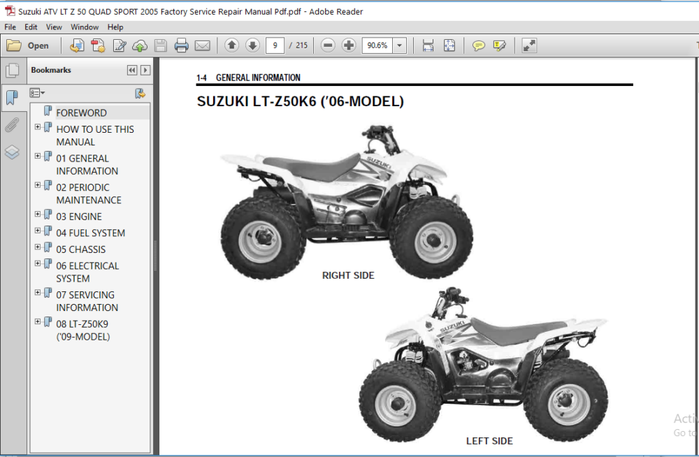 Suzuki ATV LT Z 50 QUAD SPORT 2005 Factory Service Repair Manual - PDF