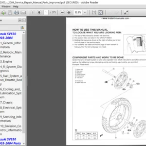 Suzuki Sv650 2003 - 2004 Service Repair Manual Parts Improved - PDF DOWNLOAD