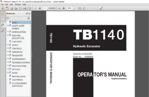 Takeuchi Tb1140 Operators Manual - PDF Download