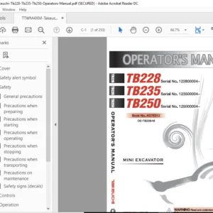 Takeuchi Tb228 Tb235 Tb250 Operators Manual - PDF DOWNLOAD