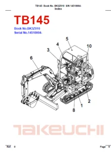 Takeuchi TB145 Compact Excavator Illustrated Master Parts List Manual - PDF Download