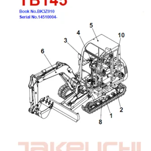 Takeuchi TB145 Compact Excavator Illustrated Master Parts List Manual - PDF Download
