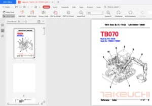 Takeuchi Tb070 Compact Excavator Parts Manual Download Sn 1703004 1705487