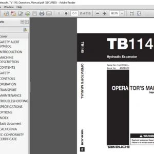 Takeuchi Tb1140 Operators Manual - PDF Download