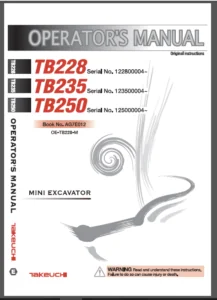 Takeuchi Tb228 Tb235 Tb250 Operators Manual - PDF Download