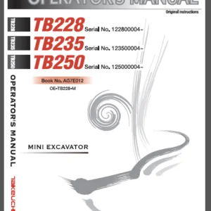 Takeuchi Tb228 Tb235 Tb250 Operators Manual - PDF Download