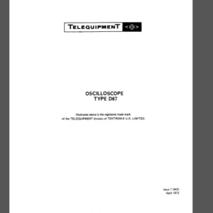 Telequipment D67 Oscilloscope Repair Manual - PDF DOWNLOAD
