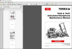 Terex TA25 & TA27 Articulated Dumptruck Shop Manual - PDF DOWNLOAD
