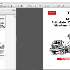 Terex TA25 & TA27 Articulated Dumptruck Shop Manual - PDF DOWNLOAD