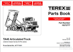 Terex Ta40 Articulated Truck Parts Catalog Manual - PDF Download