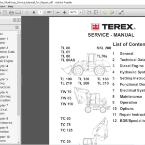 Terex Tc16 Excavator Workshop Service Manual For Repair - PDF DOWNLOAD