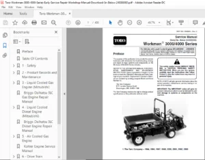 Toro Workman 3000 4000 Series Early Service Repair Workshop Manual - PDF Download