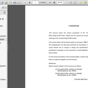 Toyota 5fgc18-30 5fdc18-30 Forklift Service Repair Manual - PDF DOWNLOAD