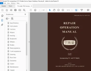 Triumph Tr6 Incorparating Tc Pi Models Service Repair Workshop Manual - PDF DOWNLOAD