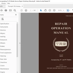 Triumph Tr6 Incorparating Tc Pi Models Service Repair Workshop Manual - PDF DOWNLOAD
