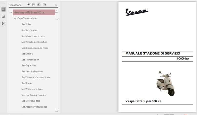 Vespa GTS Super 300 I E ABS Shop Manual 2014 -2016 - PDF DOWNLOAD ...