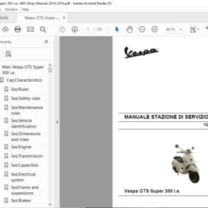 Vespa GTS Super 300 i e  ABS Shop Manual 2014 - 2016 - PDF DOWNLOAD