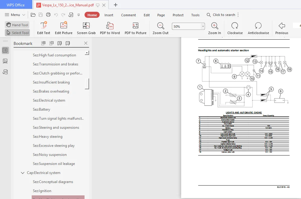 Vespa Lx 150 2006 2007 2008 Workshop Service Manual - PDF Download - Image 3