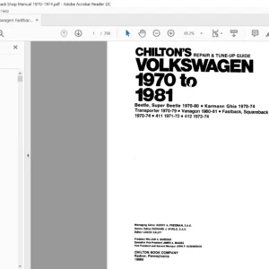 Volkswagen Fastback and Squareback 1970-1974 Service Manual - PDF Download