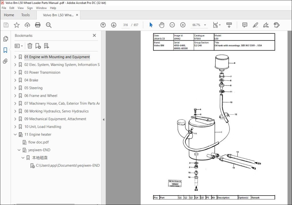 Volvo Bm L50 Wheel Loader Parts Manual - PDF Download - HeyDownloads ...