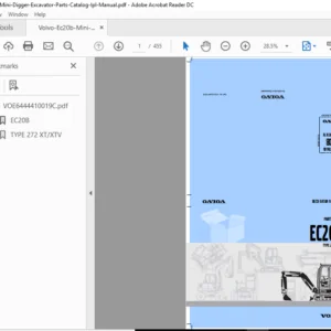 Volvo Ec20b Mini Digger Excavator Parts Catalog Ipl Manual - PDF Download