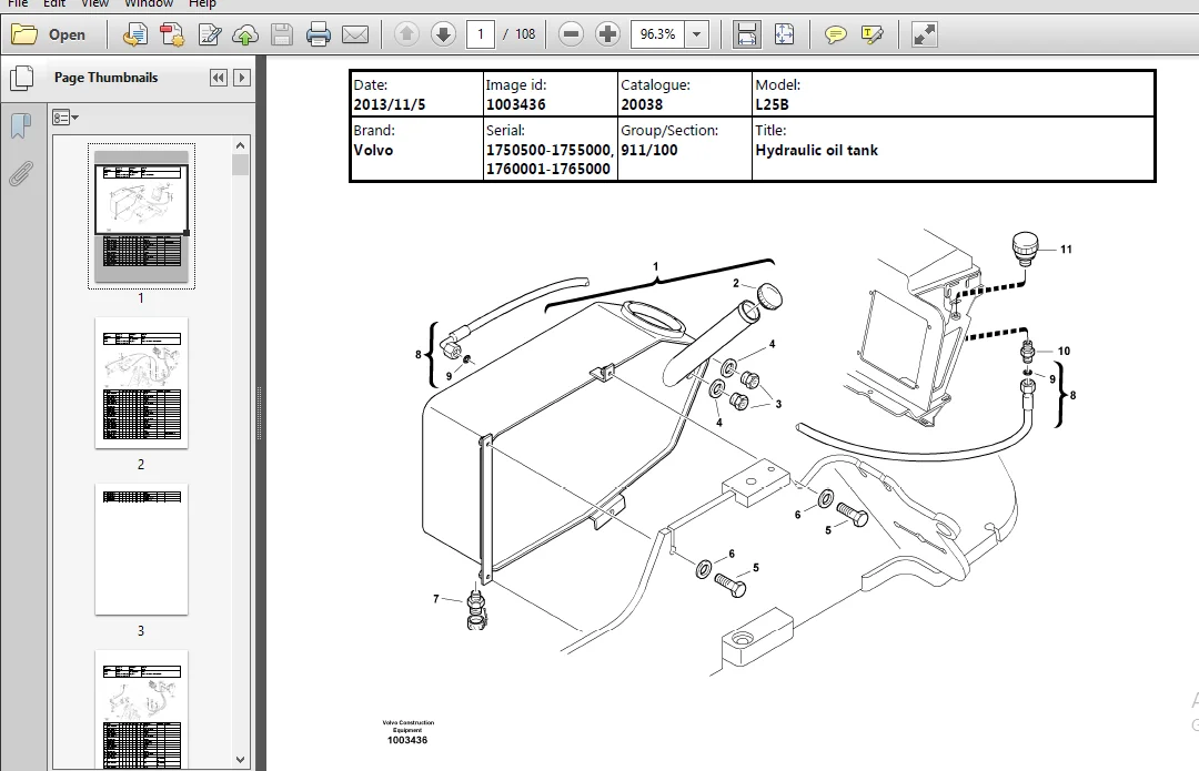 Volvo L25b Compact Wheel Loader Service Parts Catalogue Manual - PDF Download - Image 2