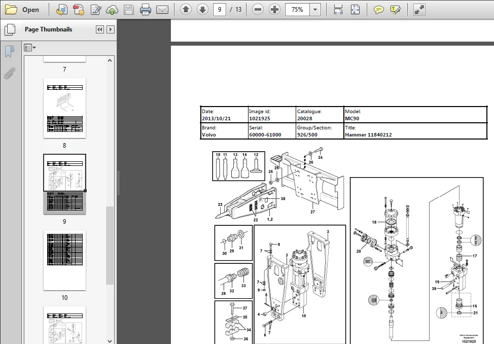 Volvo Mc90 Skid Steer Loader Service Parts Catalogue Manual Instant Sn 60000 61000 - Download - Image 4