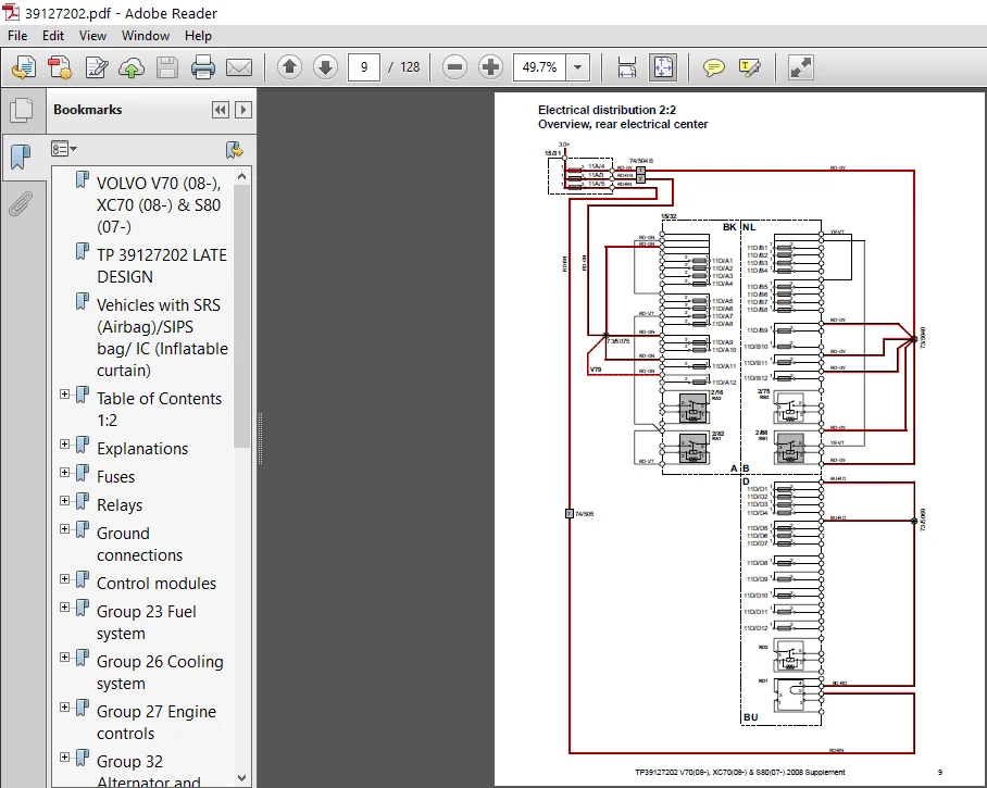 Volvo V70 Xc70 S80 2008 Electrical Wiring Diagram Manual - PDF Download - Image 2