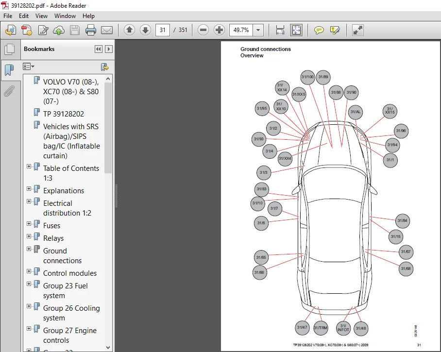 Volvo V70 Xc70 S80 2009 Electrical Wiring Diagram Manual - PDF Download - Image 4