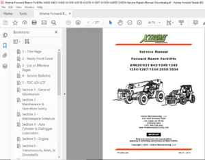 Xtreme Forward Reach Forklifts Xr620 Xr621 Xr842 Xr1045 Xr1245 Xr1254 Xr1267 Xr1534 Xr2050 Xr3034 Service Manual - PDF DOWNLOAD