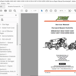 Xtreme Forward Reach Forklifts Xr620 Xr621 Xr842 Xr1045 Xr1245 Xr1254 Xr1267 Xr1534 Xr2050 Xr3034 Service Manual - PDF DOWNLOAD