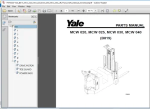 Yale (B819) MCW 020, MCW 025, MCW 030, MCW 040 Parts Manual - PDF Download