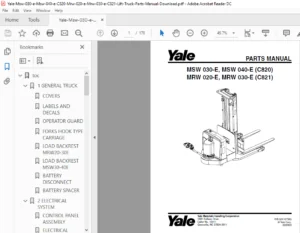 Yale Msw 030 e Msw 040 e C820 Mrw 020 e Mrw 030 e C821 Lift Truck Parts Manual Download