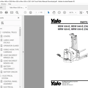 Yale Msw 030 e Msw 040 e C820 Mrw 020 e Mrw 030 e C821 Lift Truck Parts Manual Download