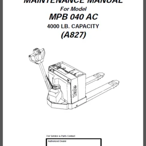 Yale A827 Mpb040ac Lift Truck Service Repair Manual - PDF DOWNLOAD