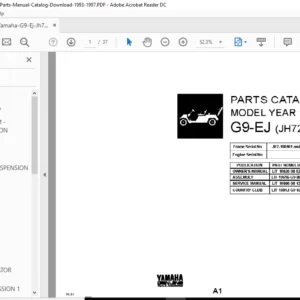 Yamaha G9 Ej Jh72 Golf Cart Parts Manual Catalog 1993 - 1997 - PDF Download