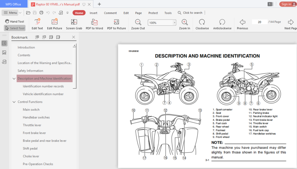 Yamaha Raptor 80 YFM80 YFM80 2003 - 2008 ATV Owners Manual + Service