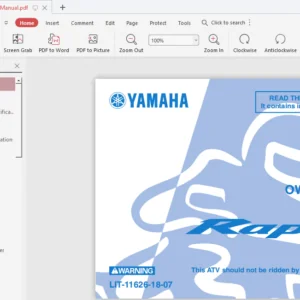 Yamaha Raptor 80 YFM80 YFM80 2003 - 2008 ATV Owners Manual + Service Manual - PDF DOWNLOAD