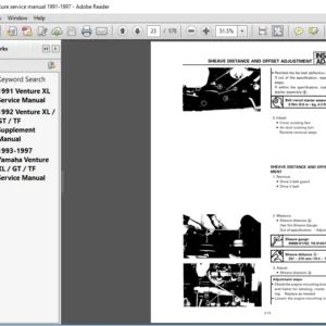 Yamaha Venture 485 VT480 Snowmobile Shop Manual 1991 - 1997 - PDF DOWNLOAD