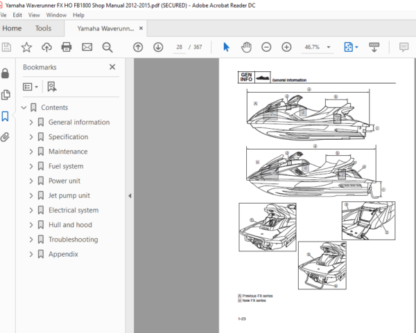 Yamaha Waverunner FX HO FB1800 Shop Manual 2012 - 2015 - PDF DOWNLOAD ...