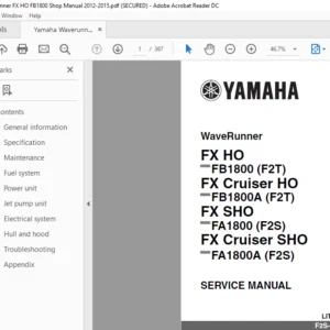 Yamaha Waverunner FX HO FB1800 Shop Manual 2012 - 2015 - PDF DOWNLOAD