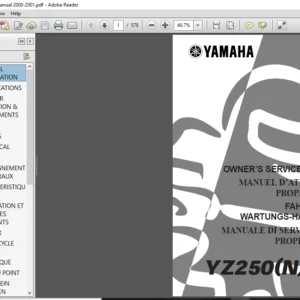 Yamaha YZ250 Shop Manual 2000 - 2001 - PDF DOWNLOAD