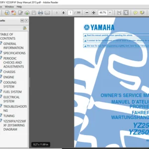 Yamaha YZ250FX YZ250FXF Shop Manual 2015 - PDF DOWNLOAD