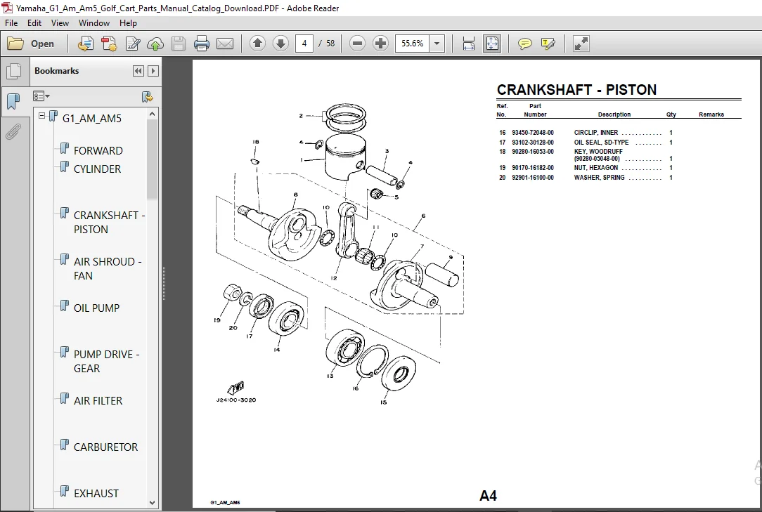 Yamaha G1 Am Am5 Golf Cart Parts Catalog Manual - PDF Download - Image 2
