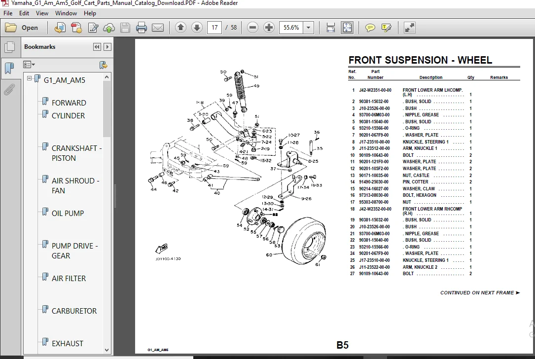 Yamaha G1 Am Am5 Golf Cart Parts Catalog Manual - PDF Download - Image 3